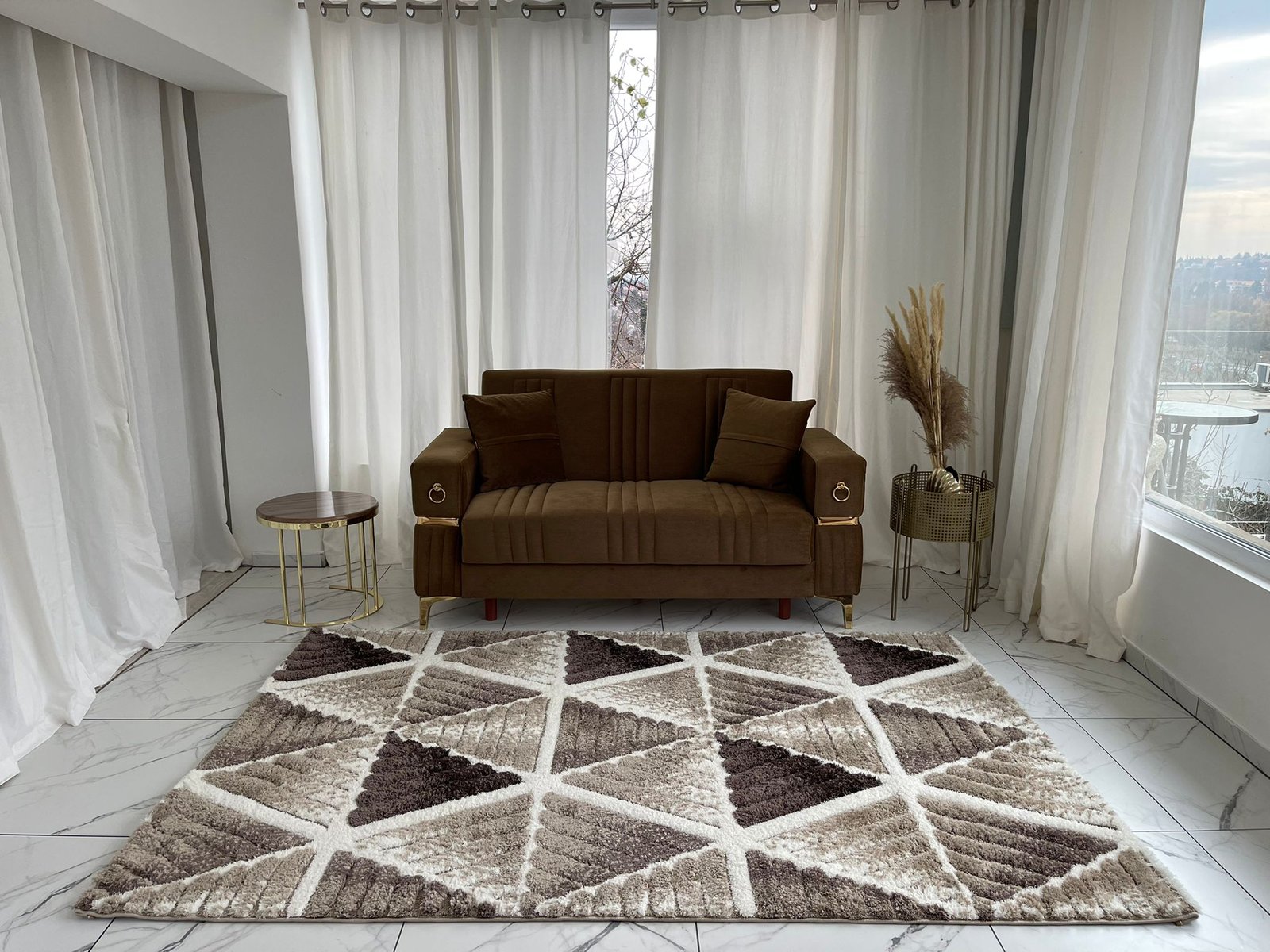 Nyomott mintás Bézs Messi Szőnyeg 319 - Image 3