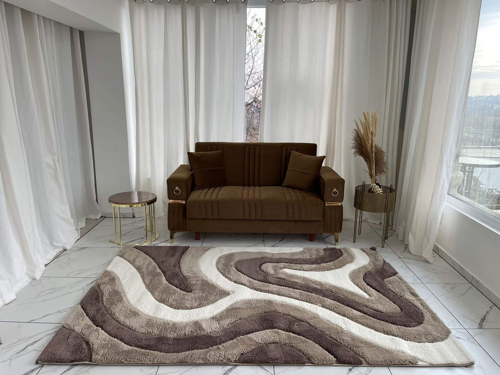 Nyomott mintás Bézs Messi Szőnyeg 5495 - Image 3