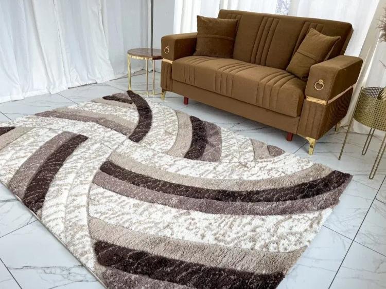 Nyomott mintás Bézs Messi Szőnyeg 8380