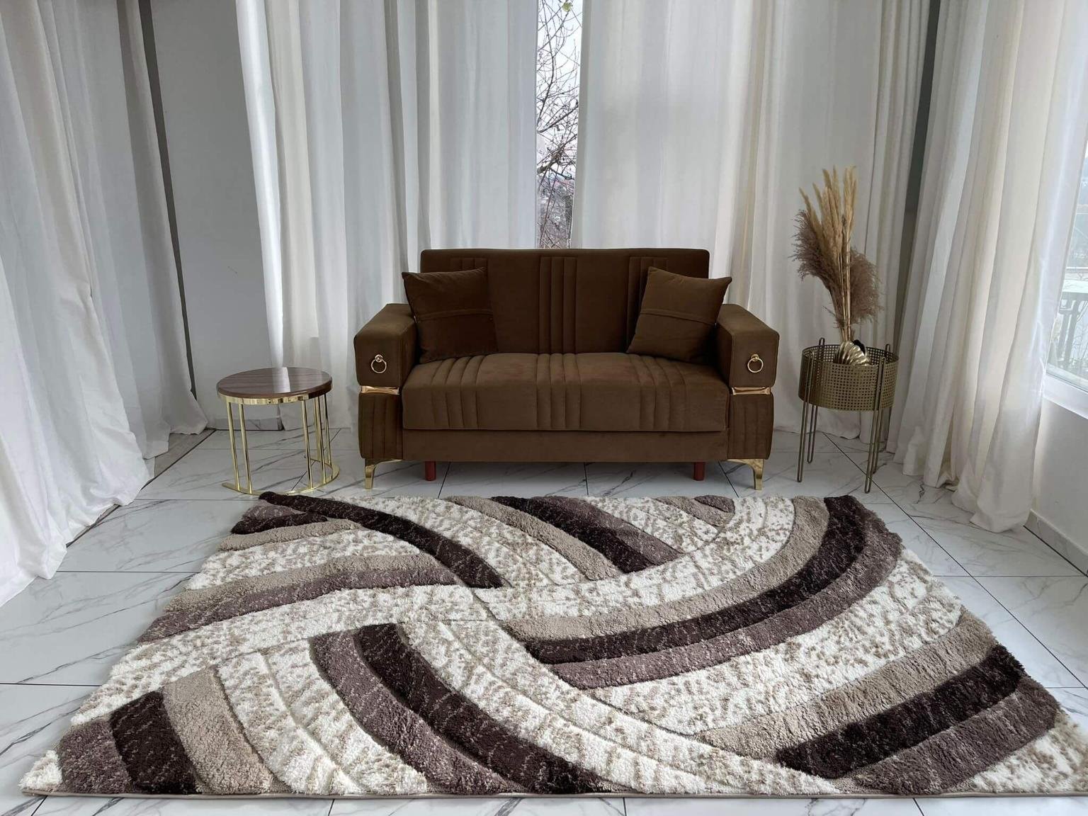 Nyomott mintás Bézs Messi Szőnyeg 8380 - Image 3