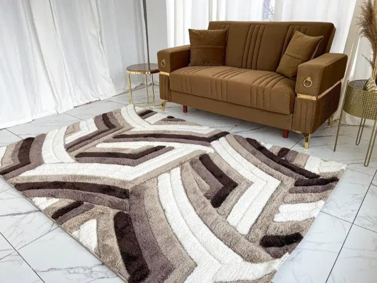 Nyomott mintás Bézs Messi Szőnyeg 8837 - Image 2