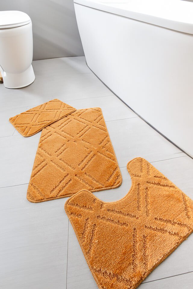 3 Részes Sárga Fürdőszoba Szőnyeg (50x80cm)